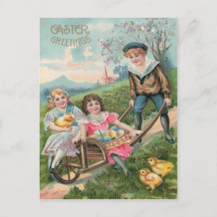 Cartes Pour Fêtes Annuelles Pâques Enfants Mignons Poussin Oeuf Coloré
