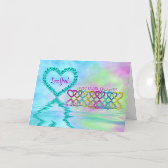 Cartes Pour Fêtes Annuelles Pâques - fille - coeurs et roses (Devant)