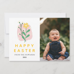 Cartes Pour Fêtes Annuelles Pâques Floral Élégant Moderne Photo Joyeuses Pâq
