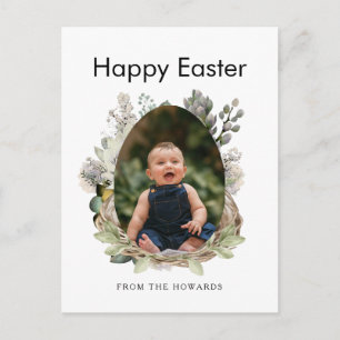 Cartes Pour Fêtes Annuelles Pâques Floral Élégant Moderne   Photo Joyeuses Pâq