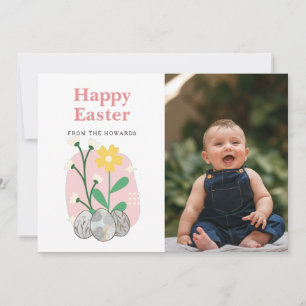 Cartes Pour Fêtes Annuelles Pâques Floral Élégant Moderne Photo Joyeuses Pâq