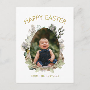 Cartes Pour Fêtes Annuelles Pâques Floral Élégant Moderne Photo Joyeuses Pâq