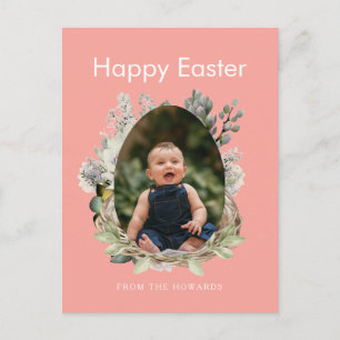 Cartes Pour Fêtes Annuelles Pâques Floral Élégant Moderne Photo Joyeuses Pâq