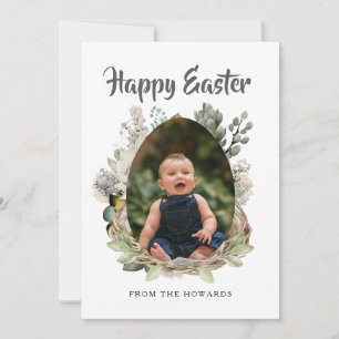 Cartes Pour Fêtes Annuelles Pâques Floral Élégant Moderne Photo Joyeuses Pâq