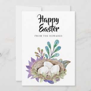 Cartes Pour Fêtes Annuelles Pâques Floral Élégant Moderne Photo Joyeuses Pâq