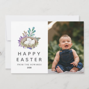 Cartes Pour Fêtes Annuelles Pâques Floral Élégant Moderne Photo Joyeuses Pâq
