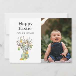 Cartes Pour Fêtes Annuelles Pâques Floral Élégant Moderne Photo Joyeuses Pâq