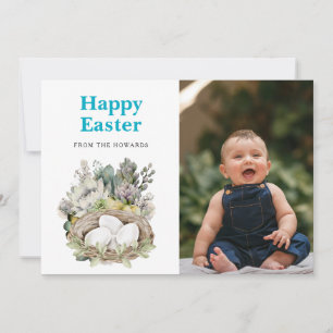 Cartes Pour Fêtes Annuelles Pâques Floral Élégant Moderne Photo Joyeuses Pâq
