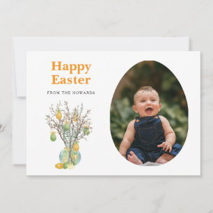 Cartes Pour Fêtes Annuelles Pâques Floral Élégant Moderne Photo Joyeuses Pâq