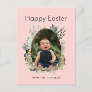 Cartes Pour Fêtes Annuelles Pâques Floral Moderne Élégant Photo Joyeuses Pâq