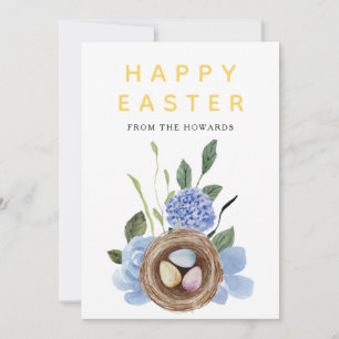 Cartes Pour Fêtes Annuelles Pâques Floral Moderne Élégant Photo Joyeuses Pâq