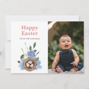 Cartes Pour Fêtes Annuelles Pâques Floral Moderne Élégant Photo Joyeuses Pâq