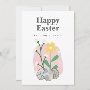 Cartes Pour Fêtes Annuelles Pâques Floral Moderne Élégant Photo Joyeuses Pâq