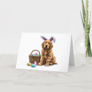 Cartes Pour Fêtes Annuelles Pâques Golden Retriever Bunny chiot oreilles