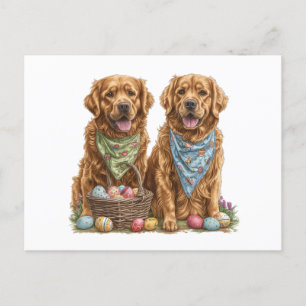 Cartes Pour Fêtes Annuelles Pâques Golden Retriever Chiens Pâques Panier