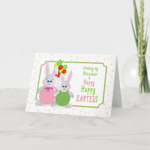 Cartes Pour Fêtes Annuelles Pâques - Grandson - Bunnies & Ballons