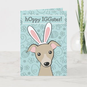 Cartes Pour Fêtes Annuelles Pâques Italien Gris Faune Chien Cute Lapin oreille