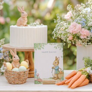 Cartes Pour Fêtes Annuelles Pâques jardin lapin vintage