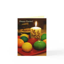 Pâques joyeuses (oeufs et bougie)