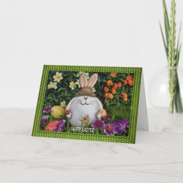 Cartes Pour Fêtes Annuelles Pâques - lapin dans l'herbe (Devant)