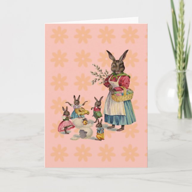 Cartes Pour Fêtes Annuelles Pâques Lapin Poule Lapin Œufs (Devant)