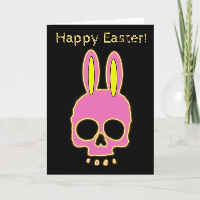 Cartes Pour Fêtes Annuelles Pâques Lapin Skull Joyeux Pâques (Devant)