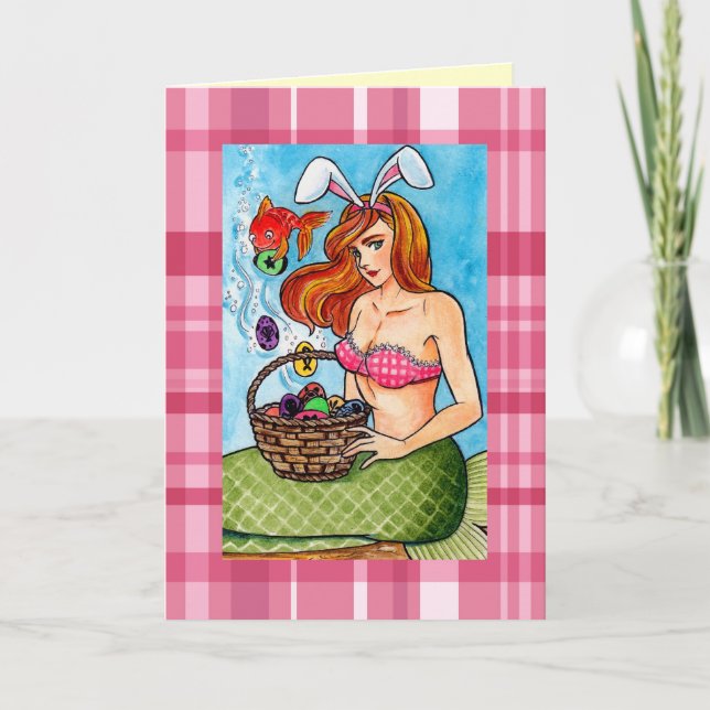 Cartes Pour Fêtes Annuelles Pâques Mermad et sa petite aide (Devant)