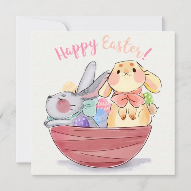 Cartes Pour Fêtes Annuelles Pâques mignonnes (Devant)