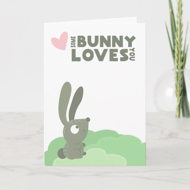 Cartes Pour Fêtes Annuelles Pâques mignonnes Un Lapin T'Aime (Devant)