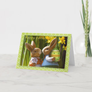Cartes Pour Fêtes Annuelles Pâques - "Pâques Joyeuses" Couple de Lapin Doux