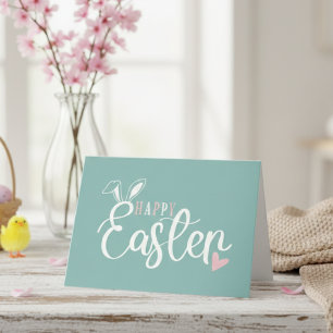 Cartes Pour Fêtes Annuelles Pâques pastel simple rose et vert heureux