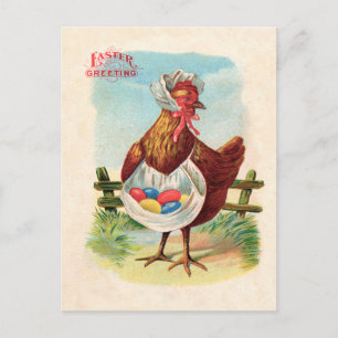 Cartes Pour Fêtes Annuelles Pâques Poulet De La Ferme Cute Oeufs Antiques