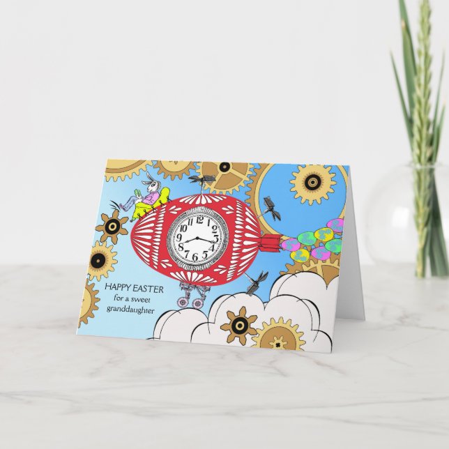 Cartes Pour Fêtes Annuelles Pâques pour petite-fille, lapin de Pâques Steampun (Devant)