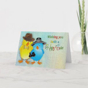 Cartes Pour Fêtes Annuelles Pâques - Pour vous deux - Poussins habillés