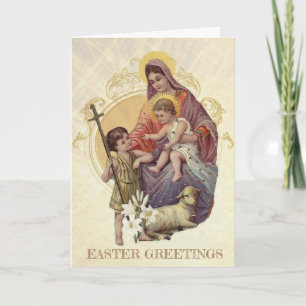 Cartes Pour Fêtes Annuelles Pâques Religieuse Vierge Marie Jésus Jean-Baptiste