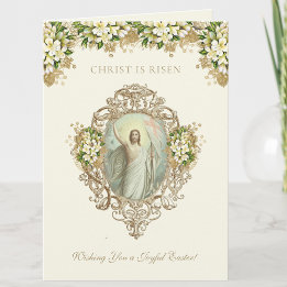 Cartes Pour Fêtes Annuelles Pâques Religieux Résurrection Jésus Chrétien