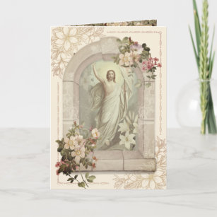 Cartes Pour Fêtes Annuelles Pâques Résurrection Jésus Prière Vintage