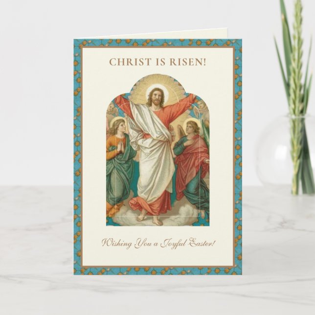 Cartes Pour Fêtes Annuelles Pâques Résurrection religieuse Jésus chrétien (Devant)