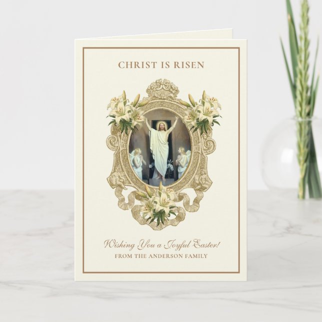 Cartes Pour Fêtes Annuelles Pâques Résurrection religieuse Jésus chrétien (Devant)