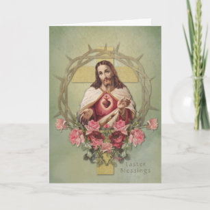 Cartes Pour Fêtes Annuelles Pâques Résurrection religieuse Jésus Prière
