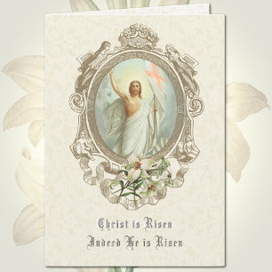 Cartes Pour Fêtes Annuelles Pâques Résurrection religieuse Jésus Prière
