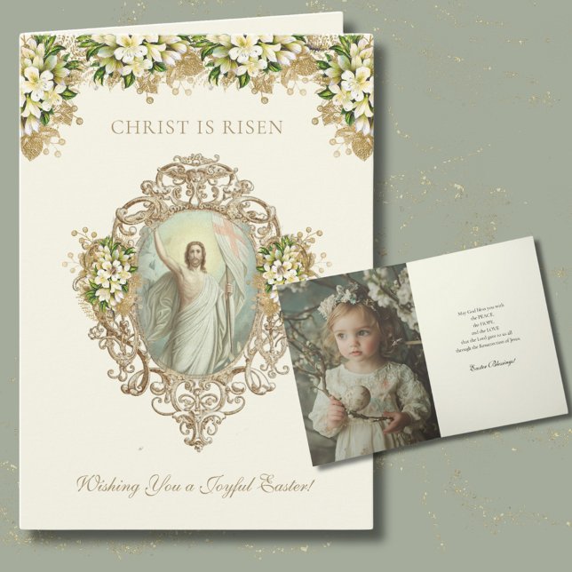 Cartes Pour Fêtes Annuelles Pâques Résurrection religieuse Photo Floral (Créateur téléchargé)