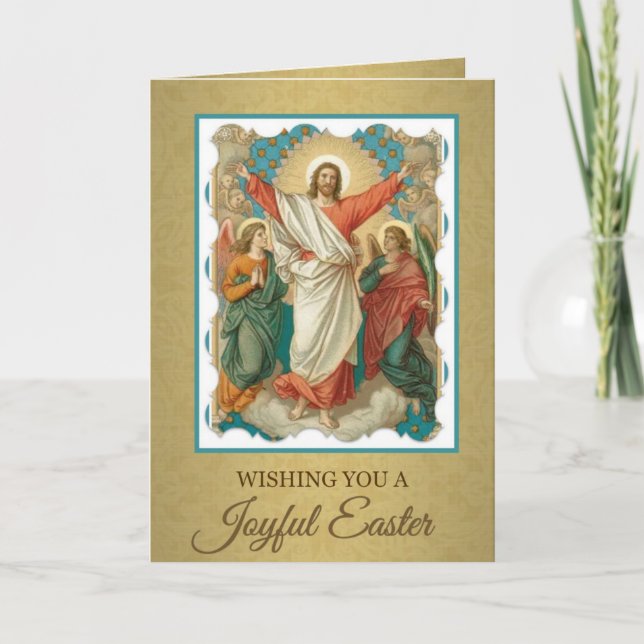 Cartes Pour Fêtes Annuelles Pâques Résurrection religieuse traditionnelle (Devant)