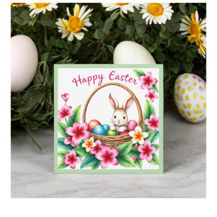 Cartes Pour Fêtes Annuelles Pâques saluant lapin tropical et oeufs