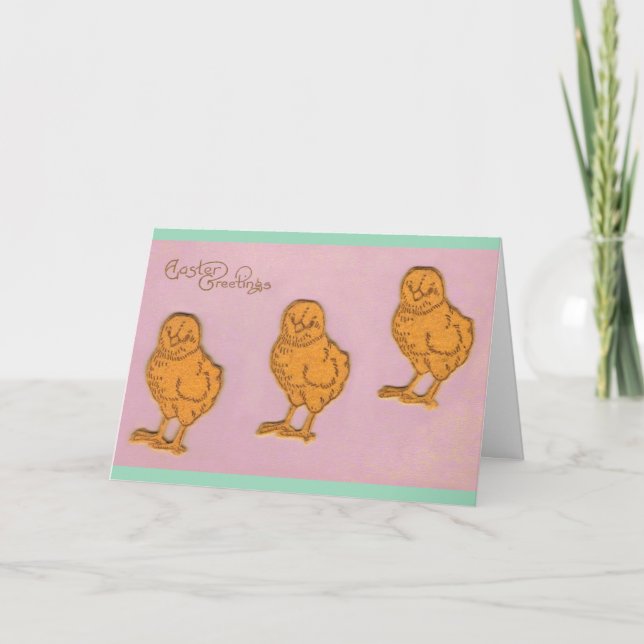 Cartes Pour Fêtes Annuelles Pâques Salutations Chicks rose (Devant)
