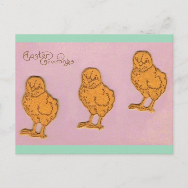 Cartes Pour Fêtes Annuelles Pâques Salutations Chicks rose (Devant)
