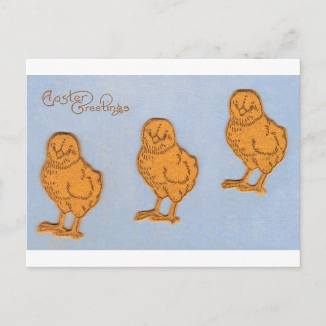 Cartes Pour Fêtes Annuelles Pâques Salutations poussins en Bleu (Devant)