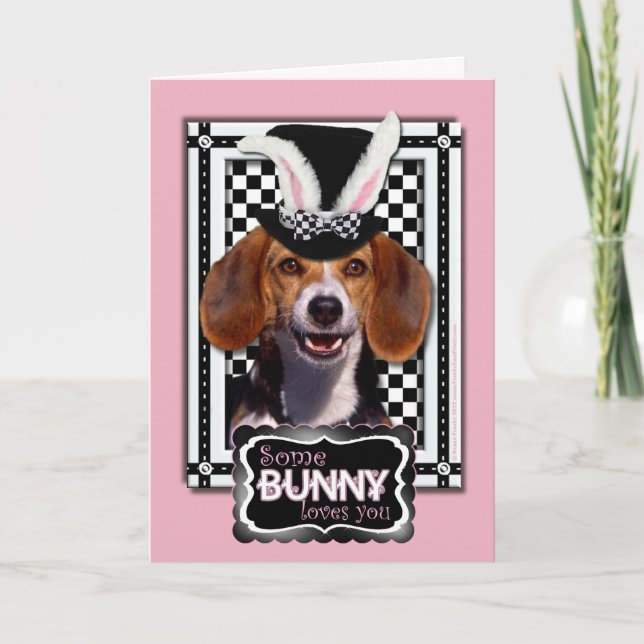 Cartes Pour Fêtes Annuelles Pâques - Un lapin t'aime - Beagle (Devant)