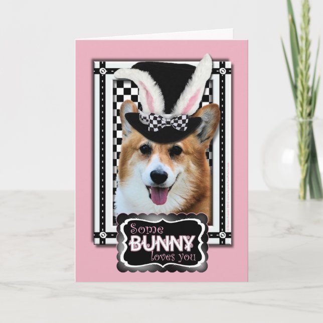 Cartes Pour Fêtes Annuelles Pâques - Un Lapin Vous Aime - Corgi Owen (Devant)