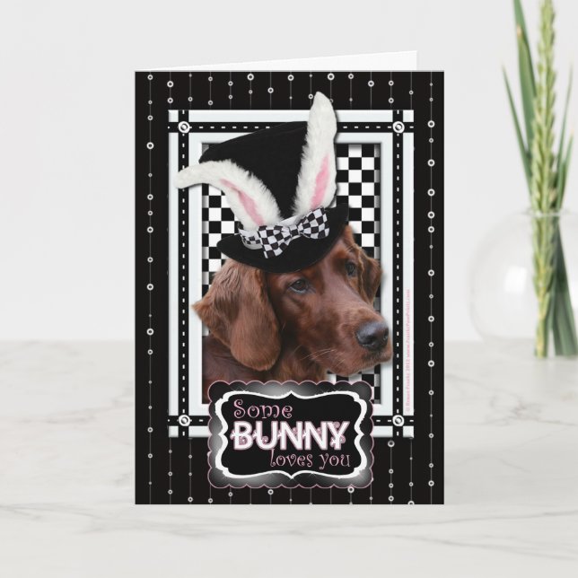 Cartes Pour Fêtes Annuelles Pâques - Un Lapin Vous Aime - Setter Irlandais (Devant)